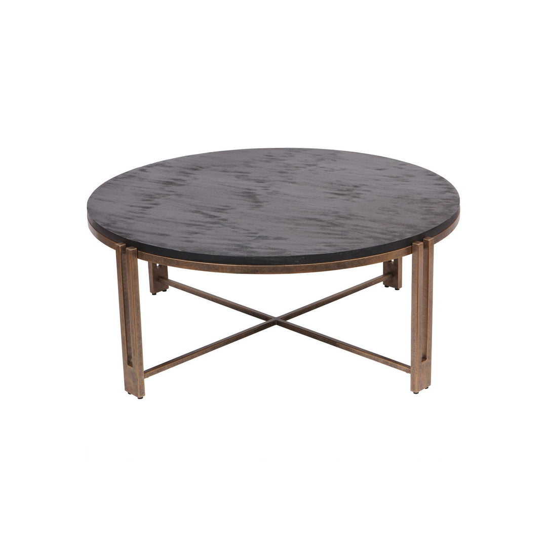 Dalston Round Coffee Table - Black Wood & Champagne Libra 1