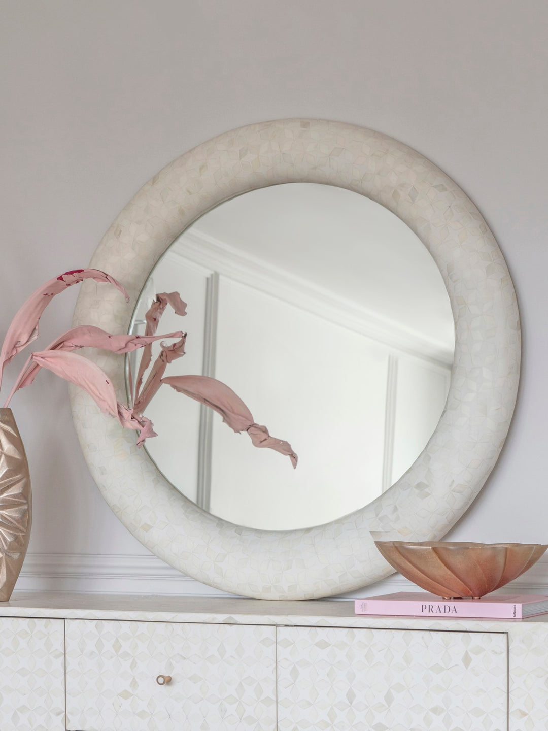 Aspen Bone Inlay Round Mirror - 100cm Libra 2