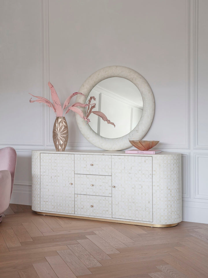 Aspen Bone Inlay Round Mirror - 100cm Libra 3