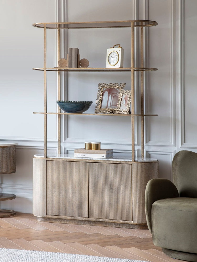 Belvedere Shelving Unit with Storage - Aged Gold Libra 2