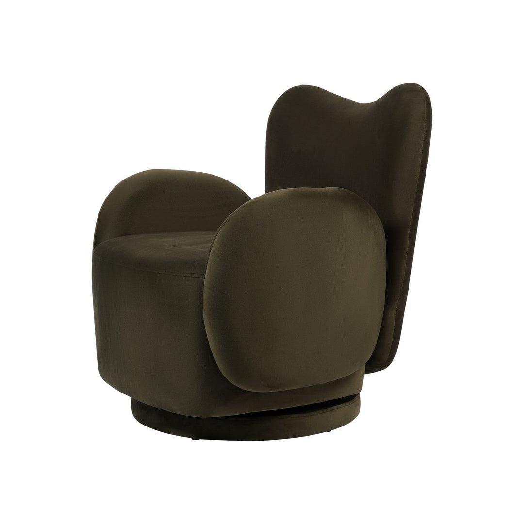 Bingham Upholstered Swivel Chair - Velvet Green Libra 3