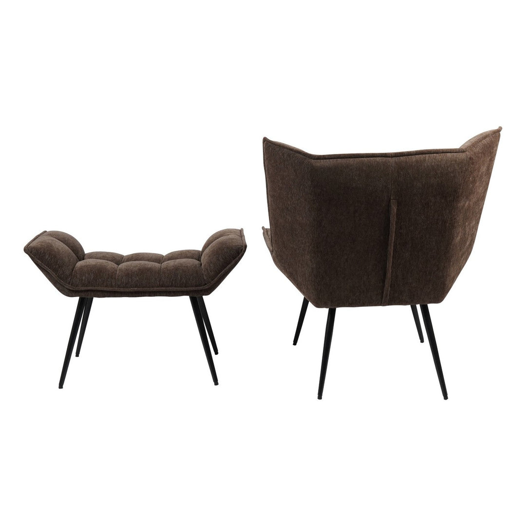 Chrishall Occasional Chair with Footstool - Brown Velour Libra 4