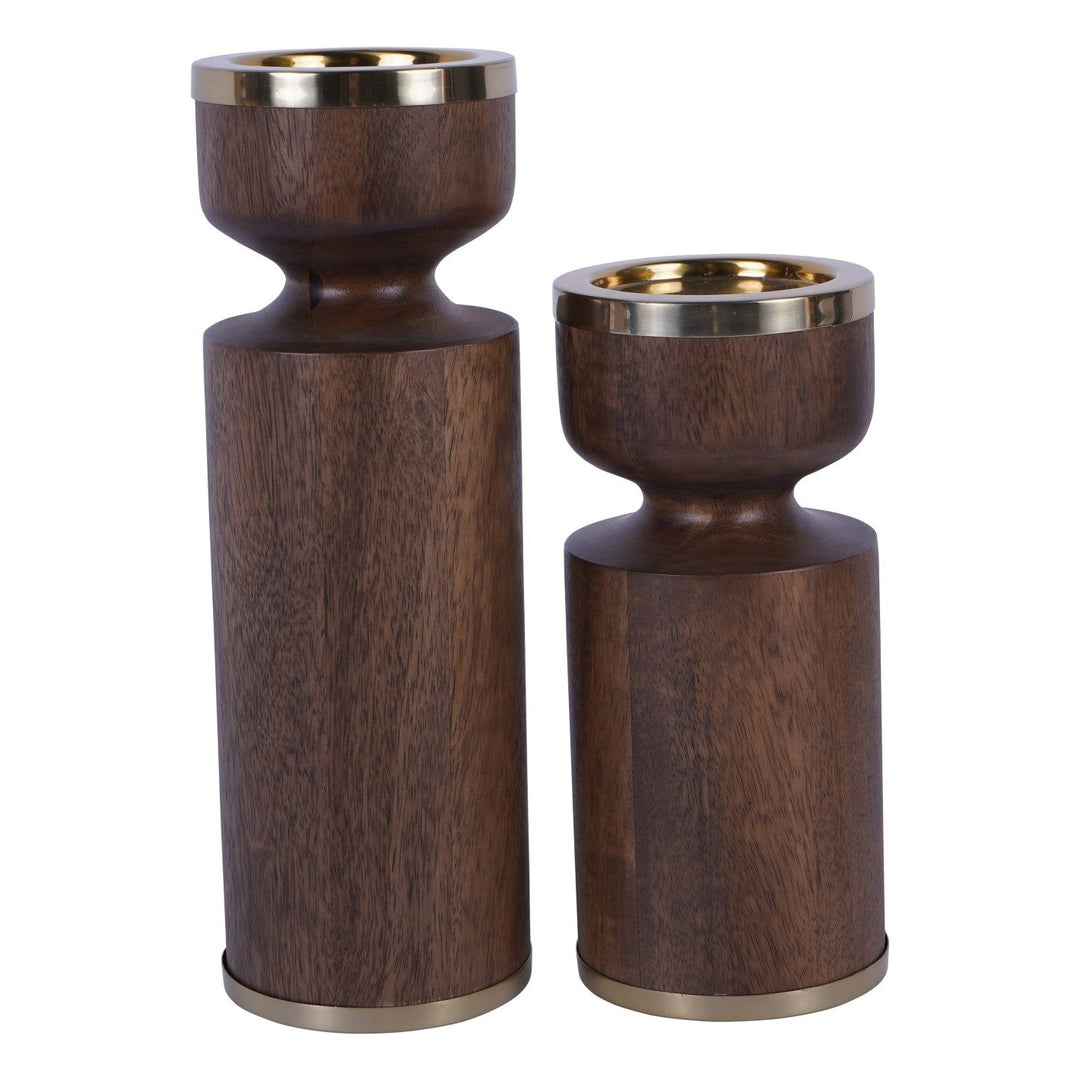 Amalfi Wooden Pillar Candle Holder Libra 3