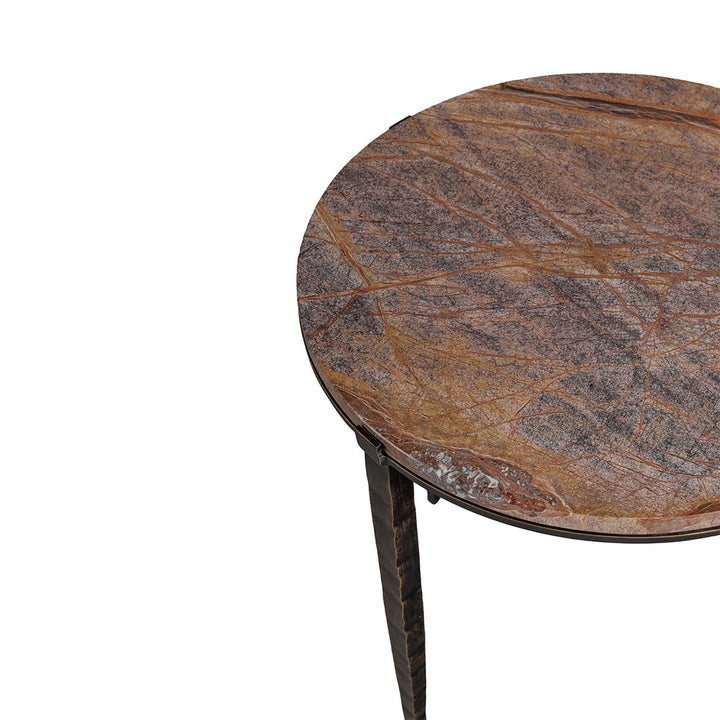 Leo Marble Side Table - Forest Brown