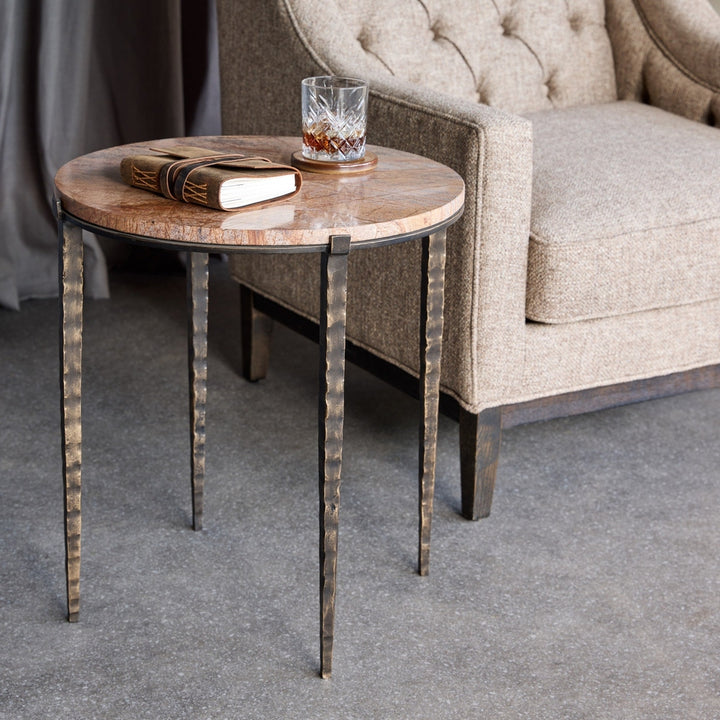 Leo Marble Side Table - Forest Brown