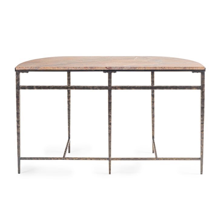 Leo Marble Console Table - Forest Brown