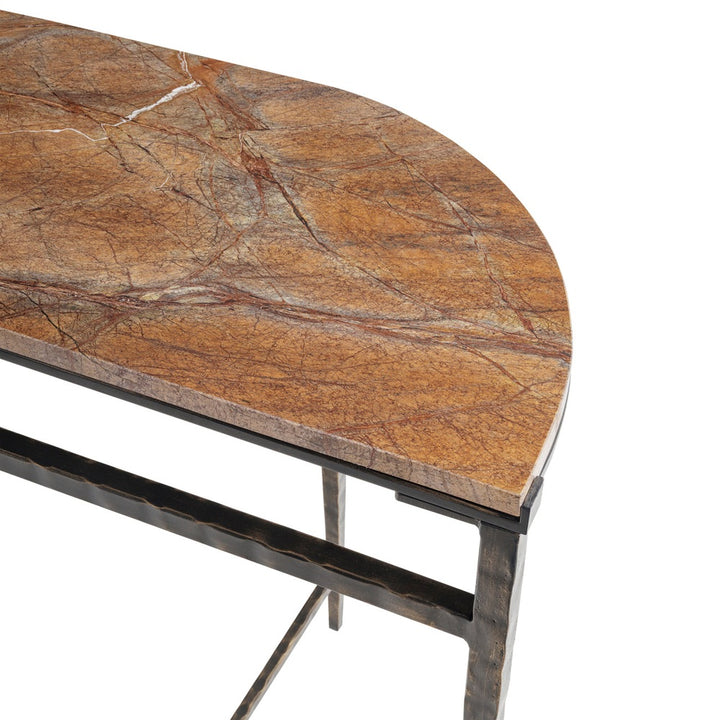 Leo Marble Console Table - Forest Brown