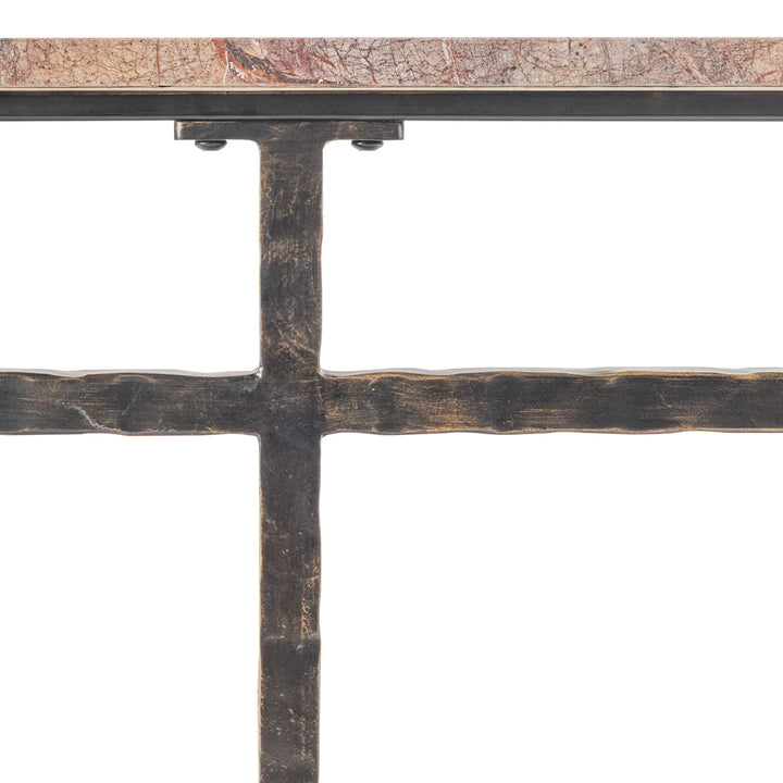 Leo Marble Console Table - Forest Brown