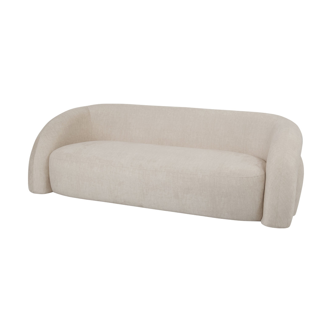 Casa Velvet Upholstered Curved Two Seater Sofa - Cream Libra 4