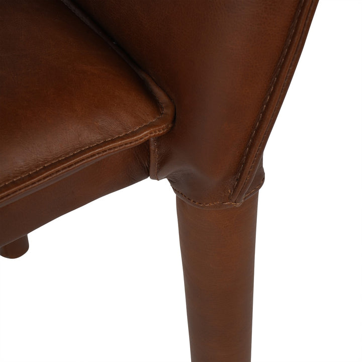 Barnes Leather Dining Chair - Brown Libra 4