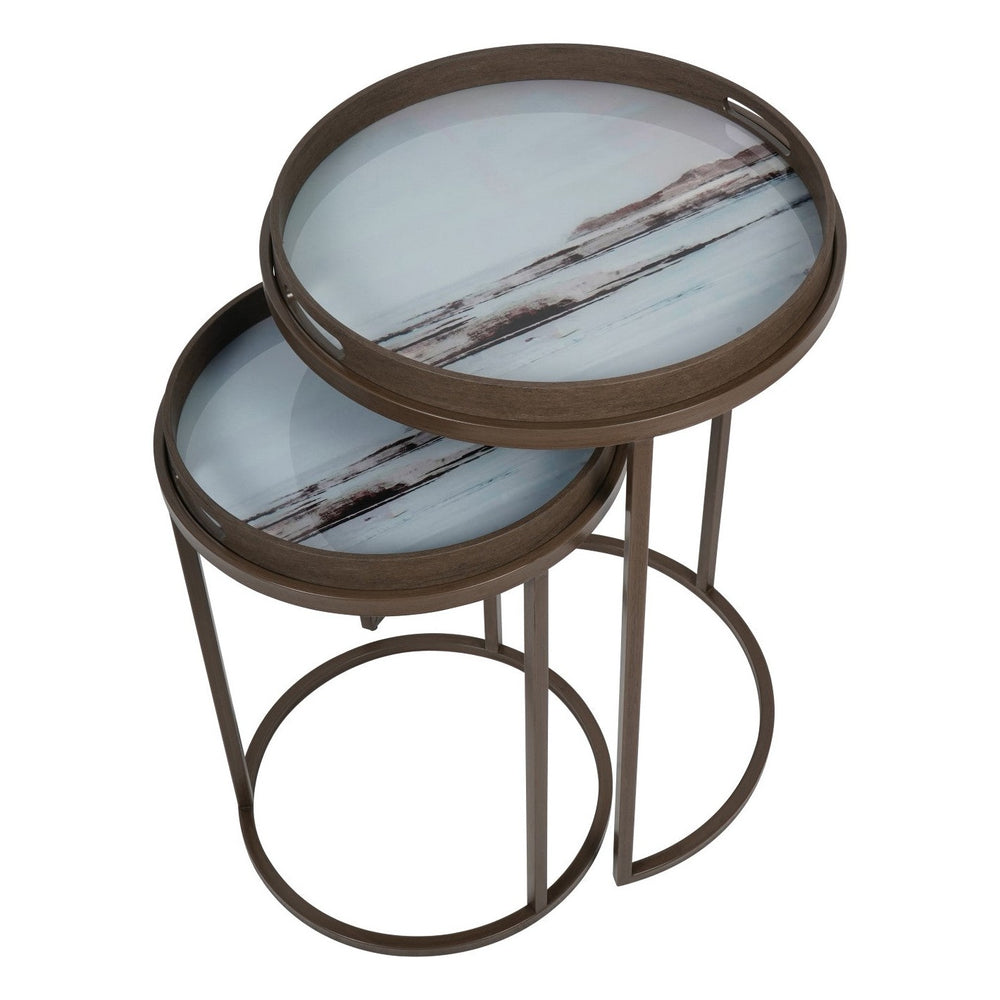 Blurred Seascape Set of 2 Side Tray Tables Libra 2