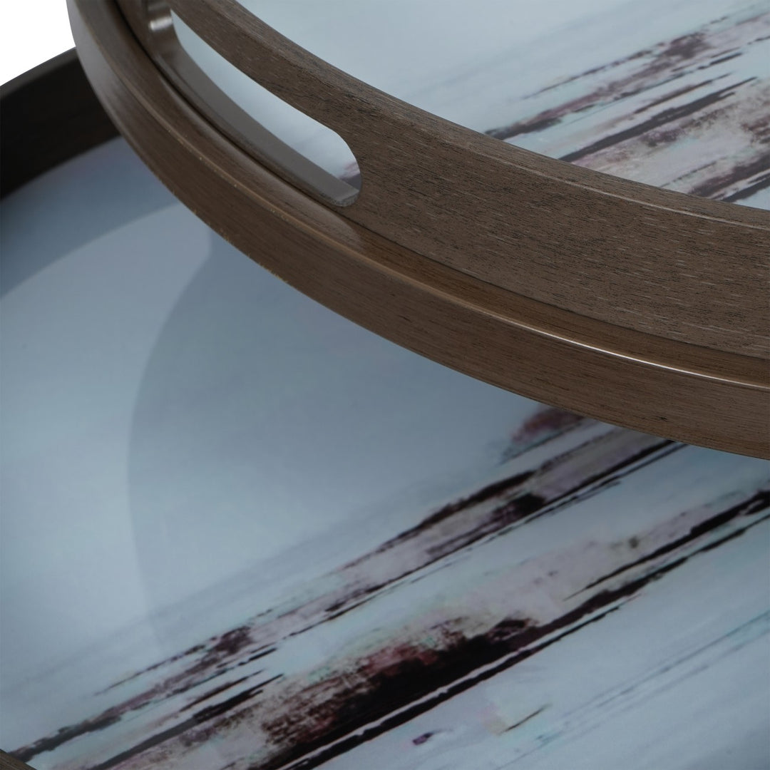 Blurred Seascape Set of 2 Side Tray Tables Libra 5