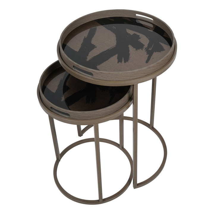 Impasto Brushstroke Set of 2 Tray Tables Libra 3