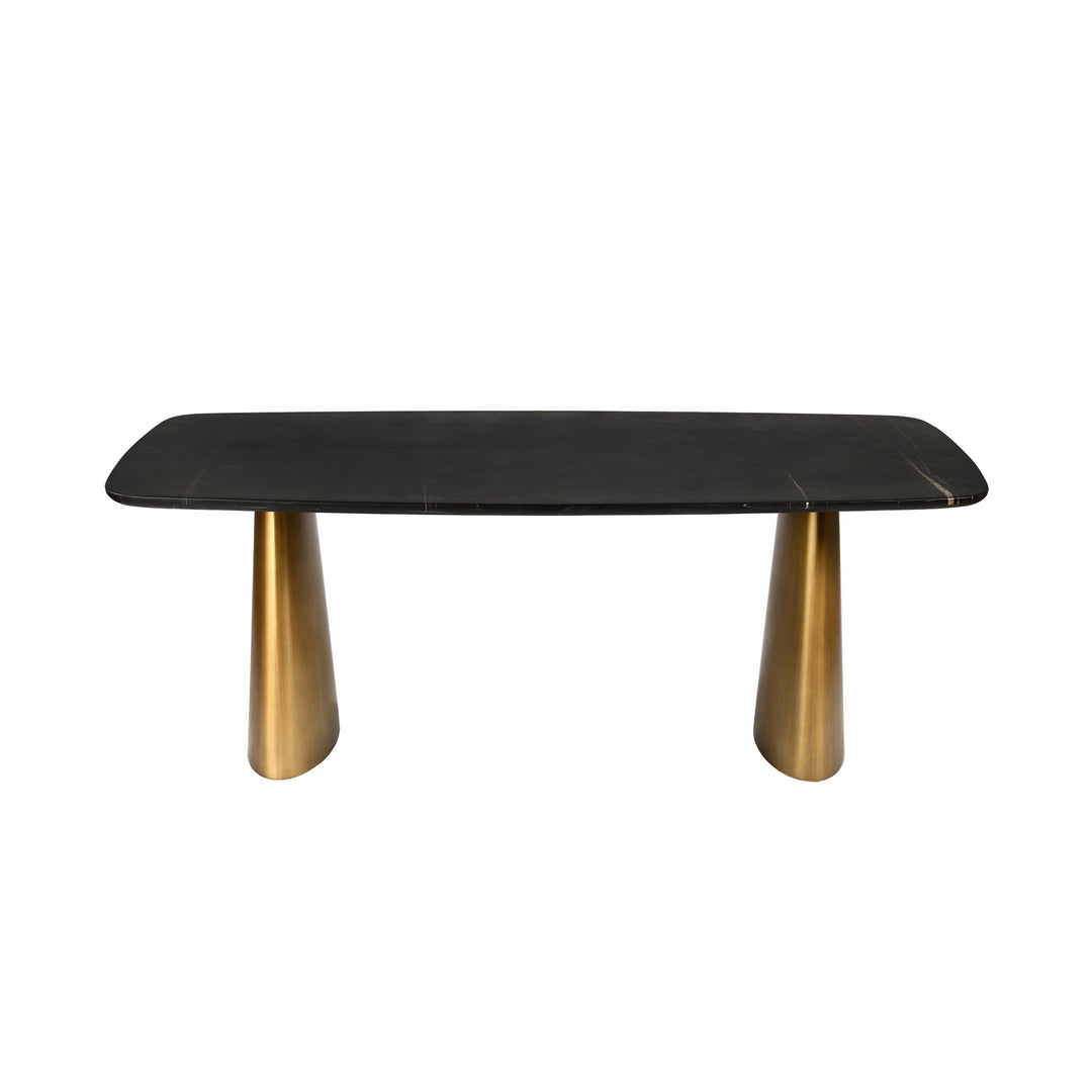 Caldera Marble Rectangular Dining Table - Black & Brass Libra 5