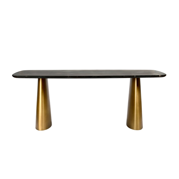 Caldera Marble Rectangular Dining Table - Black & Brass Libra 1