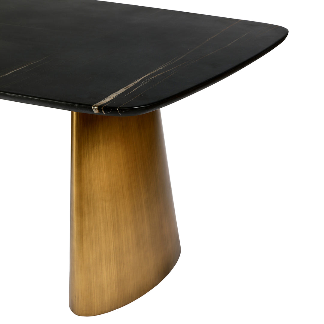 Caldera Marble Rectangular Dining Table - Black & Brass Libra 7