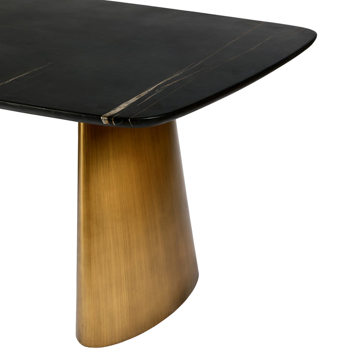 Caldera Marble Rectangular Dining Table - Black & Brass Libra 7