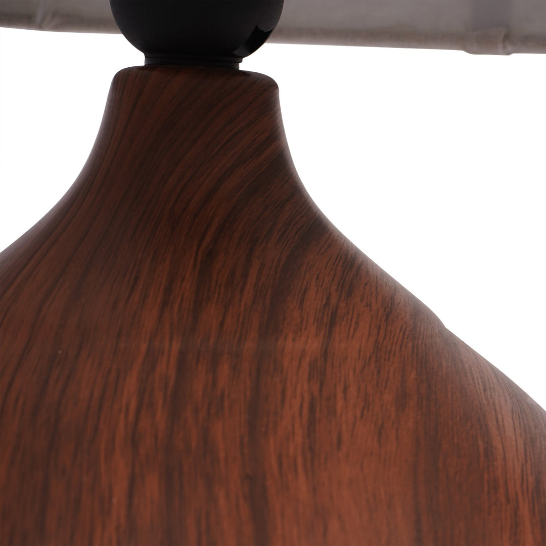 Ashford Wood Effect Ceramic Table Lamp - Brown Libra 5