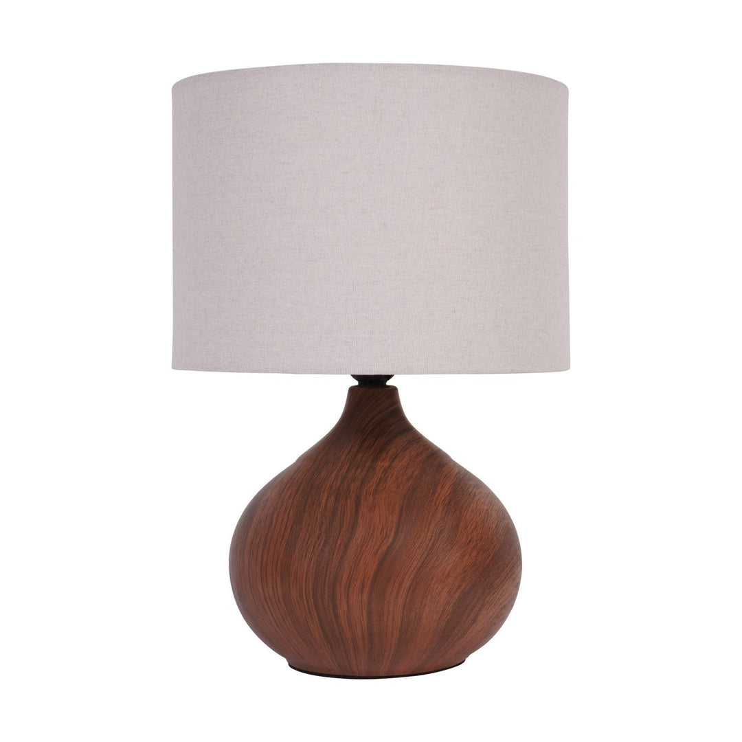 Ashford Wood Effect Ceramic Table Lamp - Brown Libra 1
