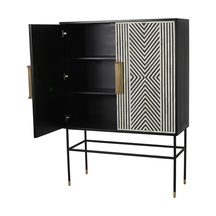 Delaney Bone Inlay Drinks Cabinet - Black Libra 5
