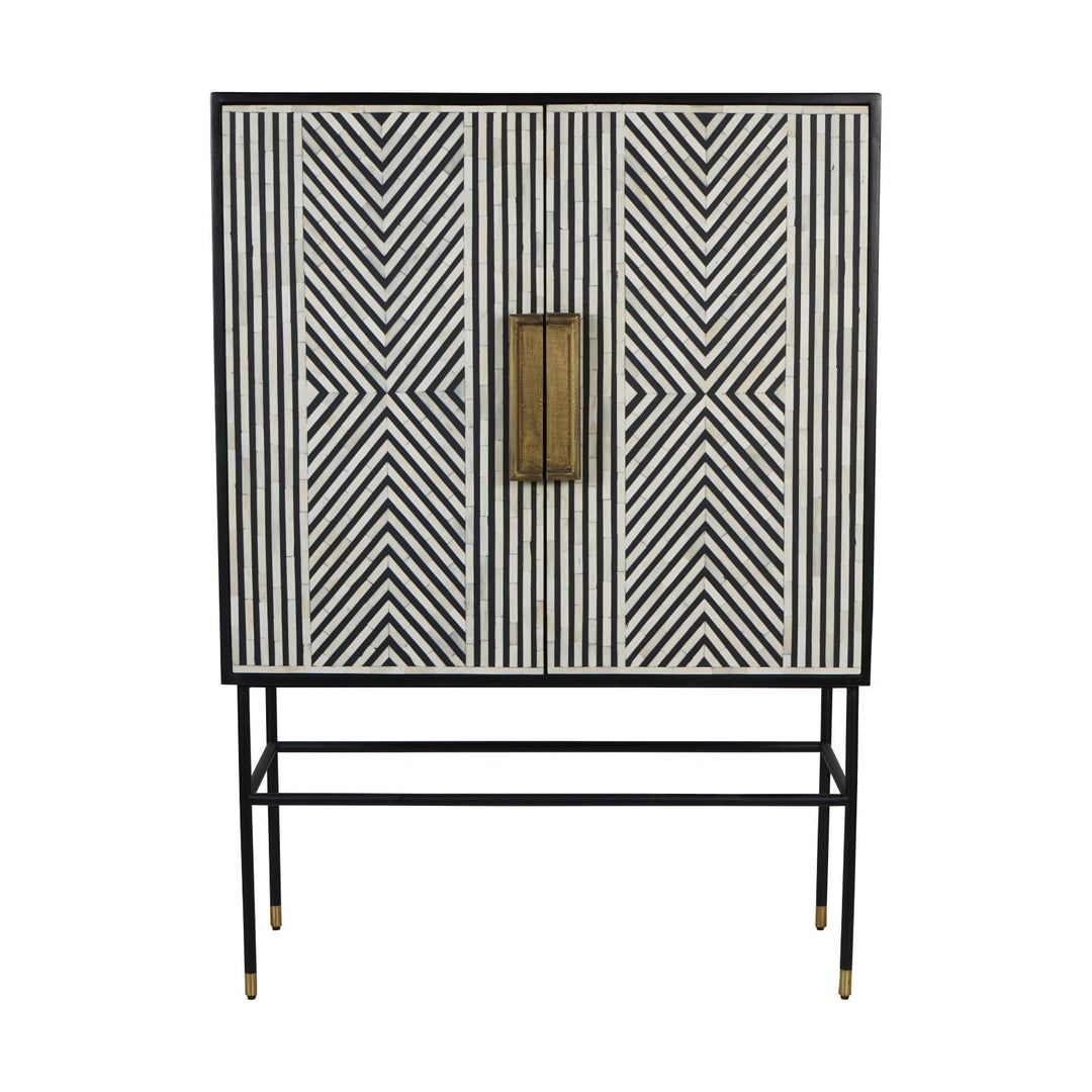 Delaney Bone Inlay Drinks Cabinet - Black Libra 1