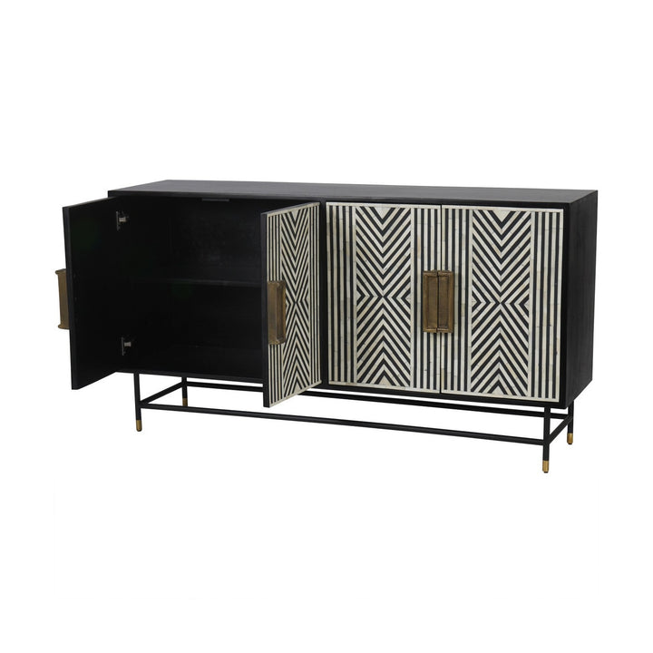 Delaney Bone Inlay Four Door Buffet Cabinet - Black Libra 4