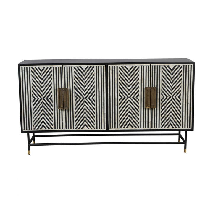 Delaney Bone Inlay Four Door Buffet Cabinet - Black Libra 1
