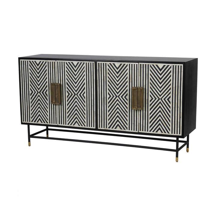Delaney Bone Inlay Four Door Buffet Cabinet - Black Libra 3