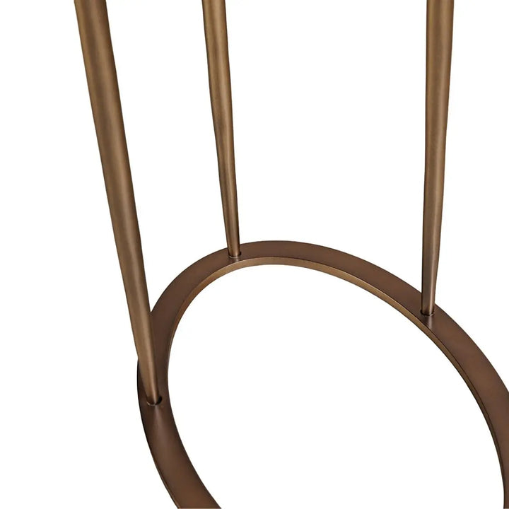 Iota Oval Accent Table - Forest Brown Marble & Gold
