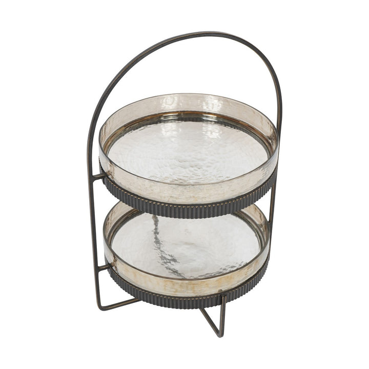 Beresford Glass Two Tier Cake Stand - Antique Brass Libra 3