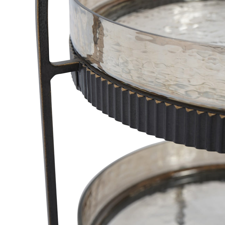 Beresford Glass Two Tier Cake Stand - Antique Brass Libra 4