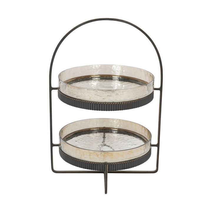 Beresford Glass Two Tier Cake Stand - Antique Brass Libra 2