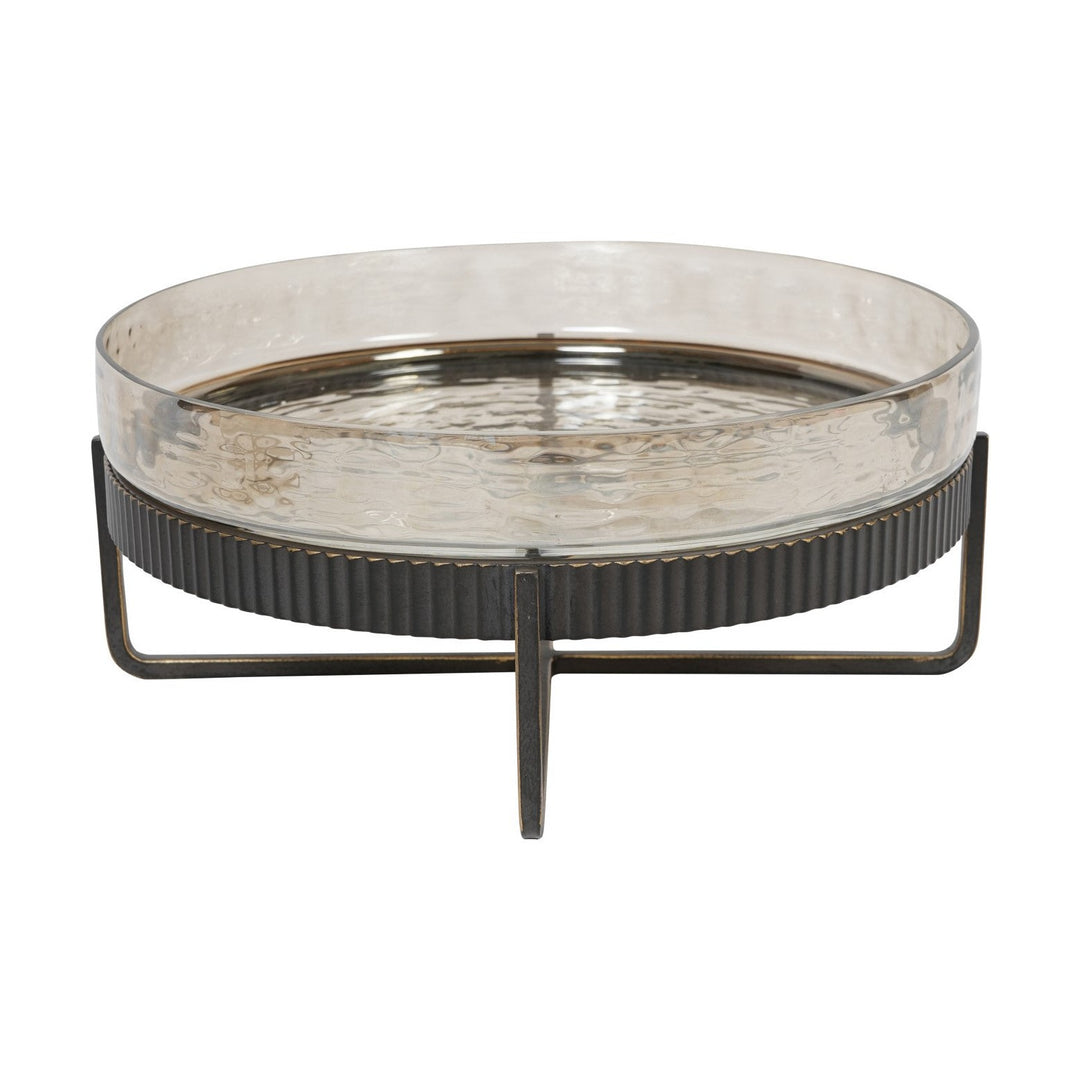 Beresford Glass Platter On Stand - Antique Brass Libra 1