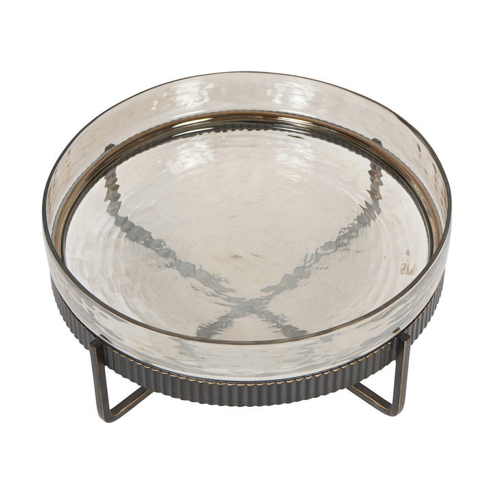 Beresford Glass Platter On Stand - Antique Brass Libra 3