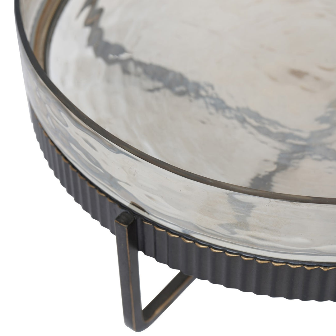 Beresford Glass Platter On Stand - Antique Brass Libra 4