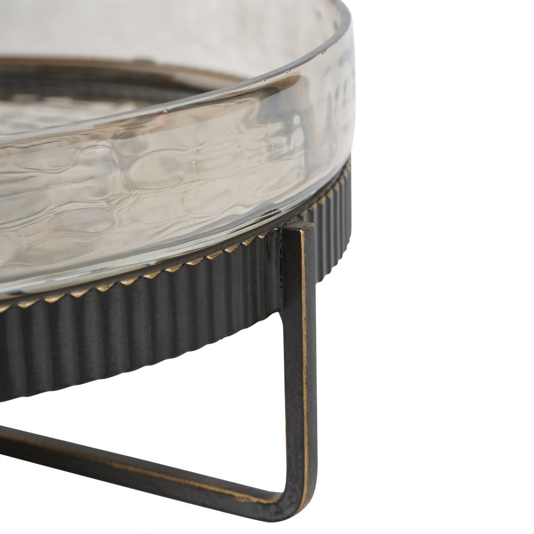 Beresford Glass Platter On Stand - Antique Brass Libra 5
