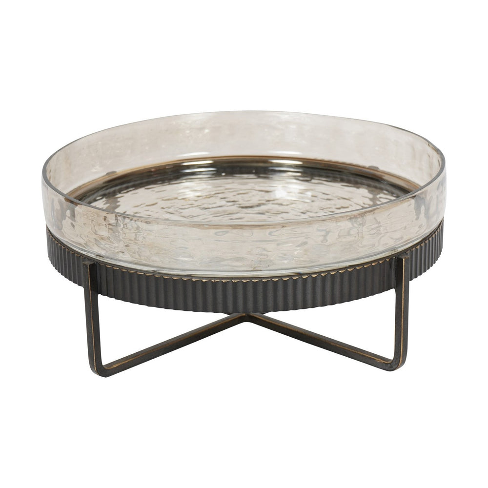 Beresford Glass Platter On Stand - Antique Brass Libra 2