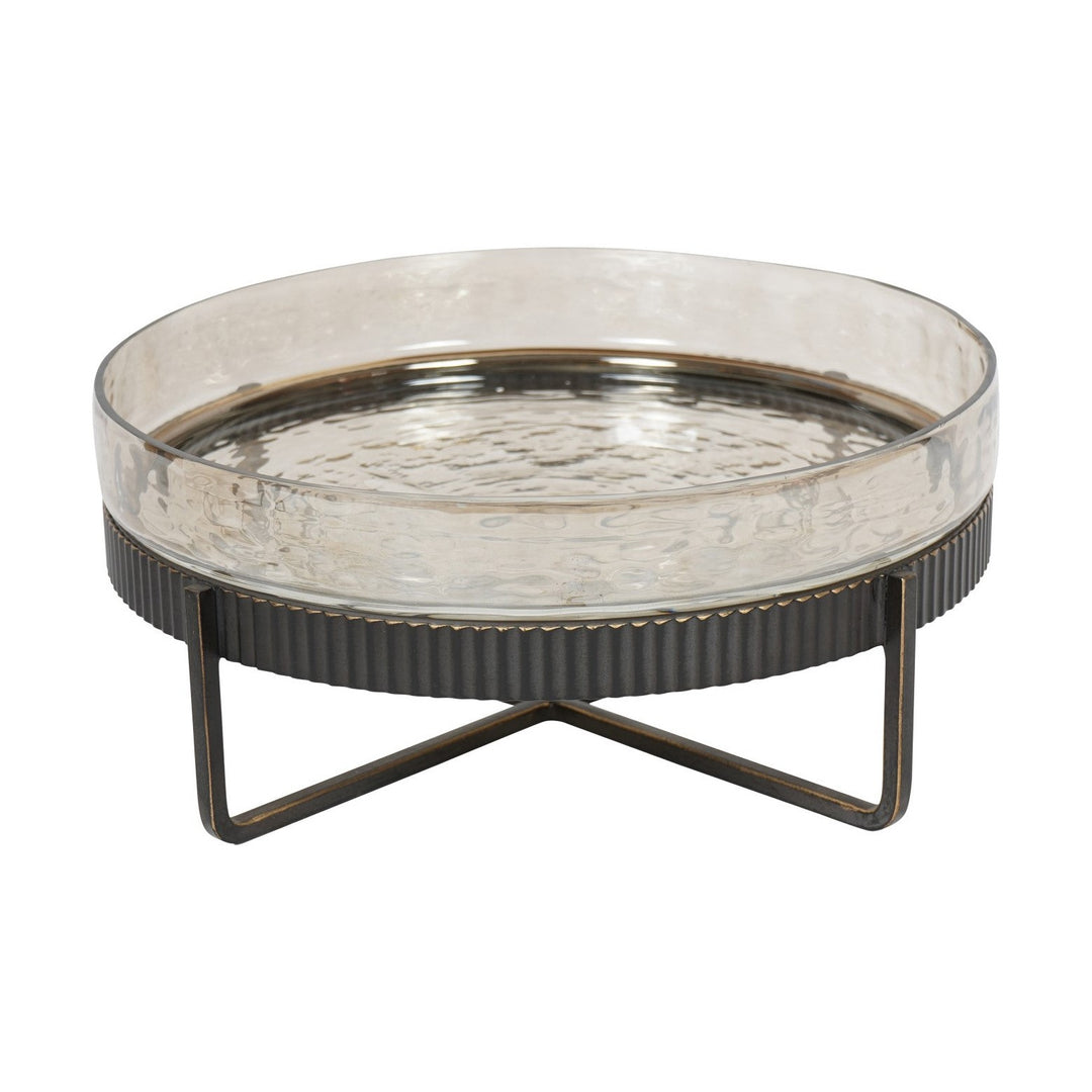 Beresford Glass Platter On Stand - Antique Brass Libra 2