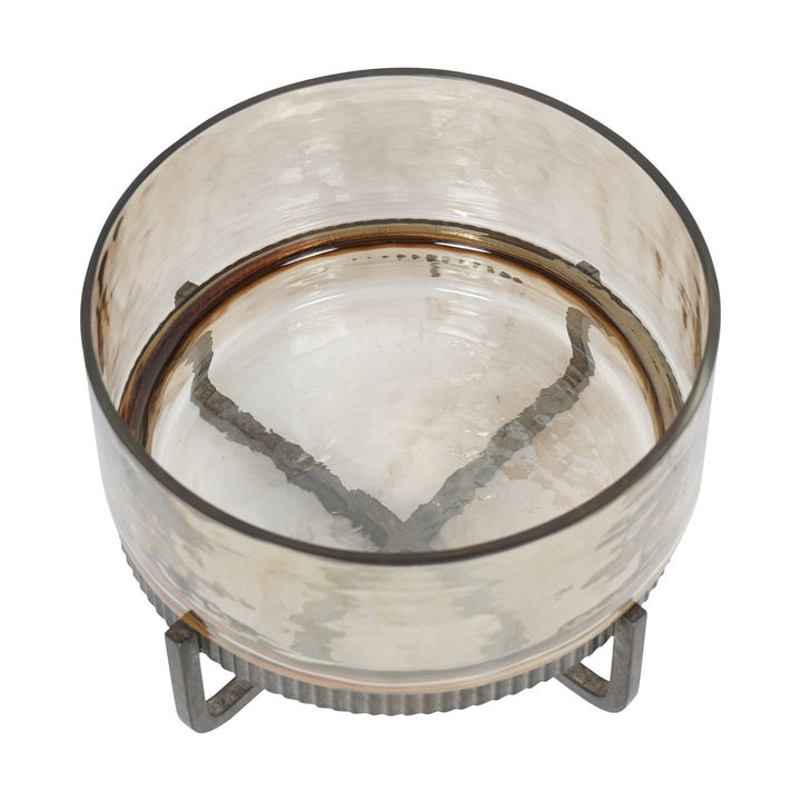 Beresford Glass Bowl On Stand - Antique Brass Libra 3