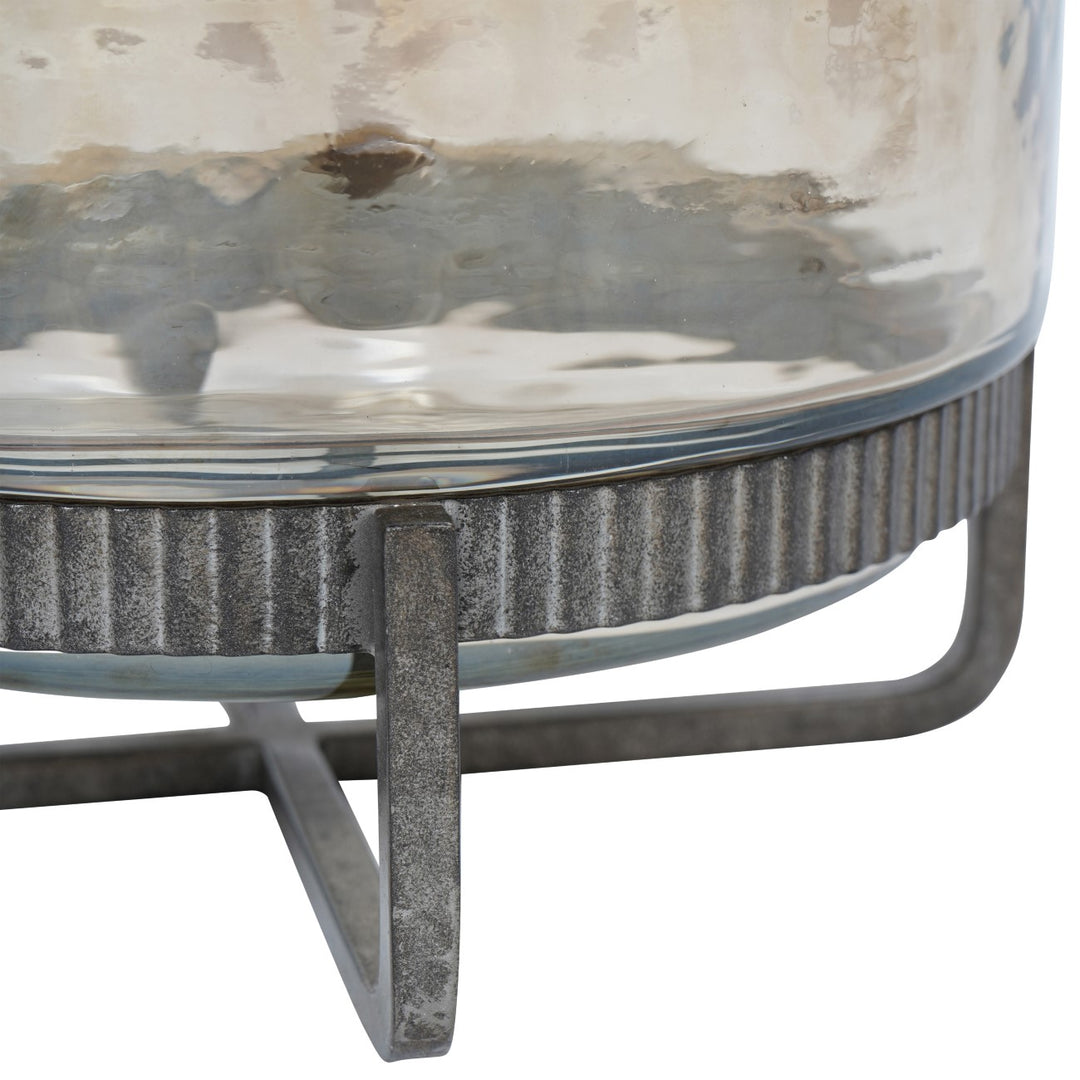Beresford Glass Bowl On Stand - Antique Brass Libra 5