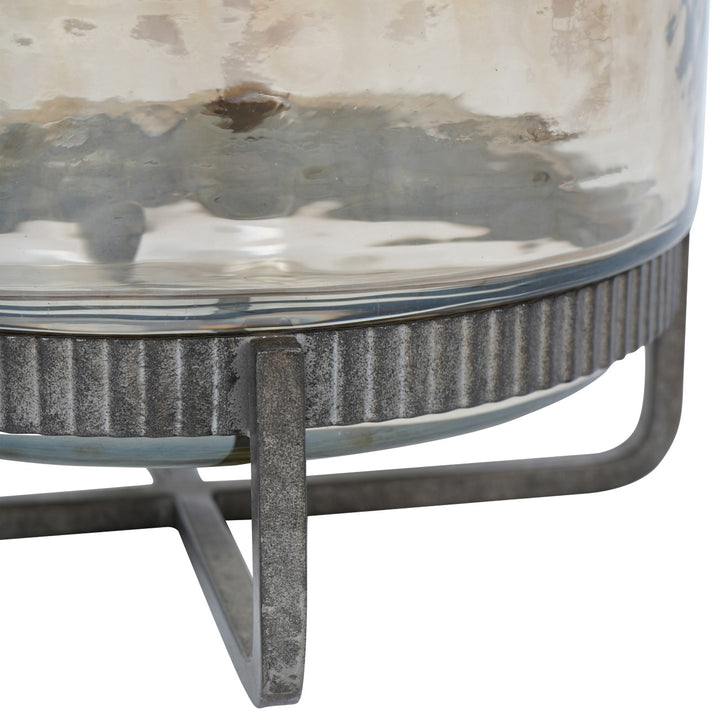 Beresford Glass Bowl On Stand - Antique Brass Libra 5