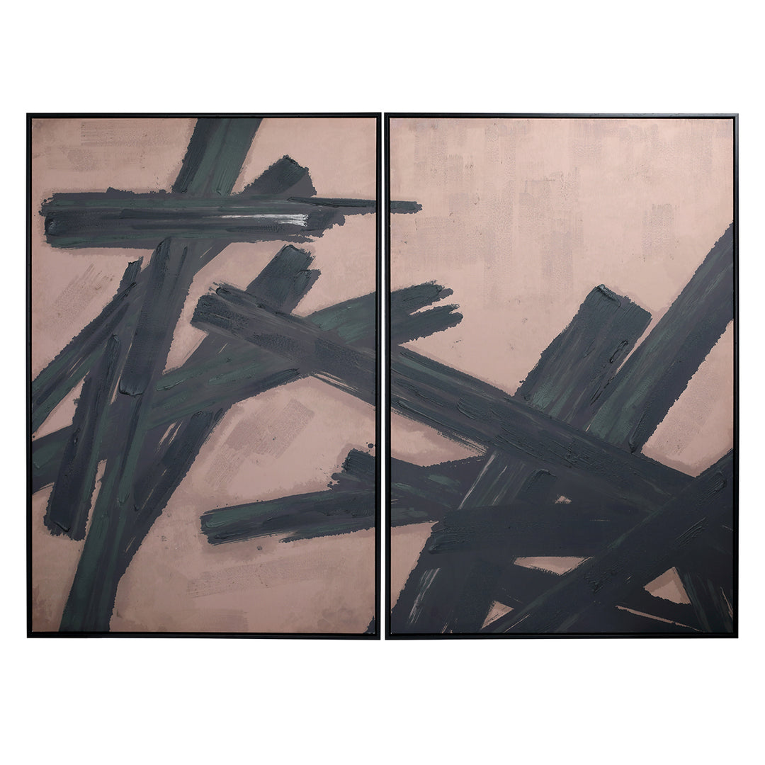 Impasto Brushstrokes Set of 2 Framed Canvas Wall Art
