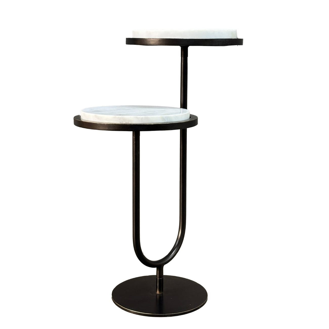 Marco Accent Table - White Banswara Marble
