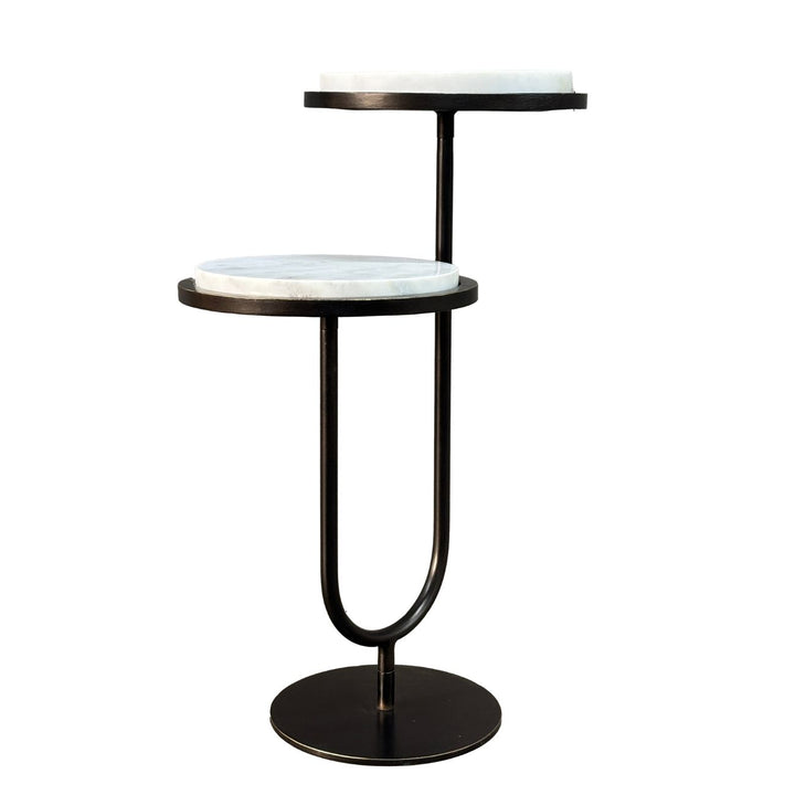 Marco Accent Table - White Banswara Marble