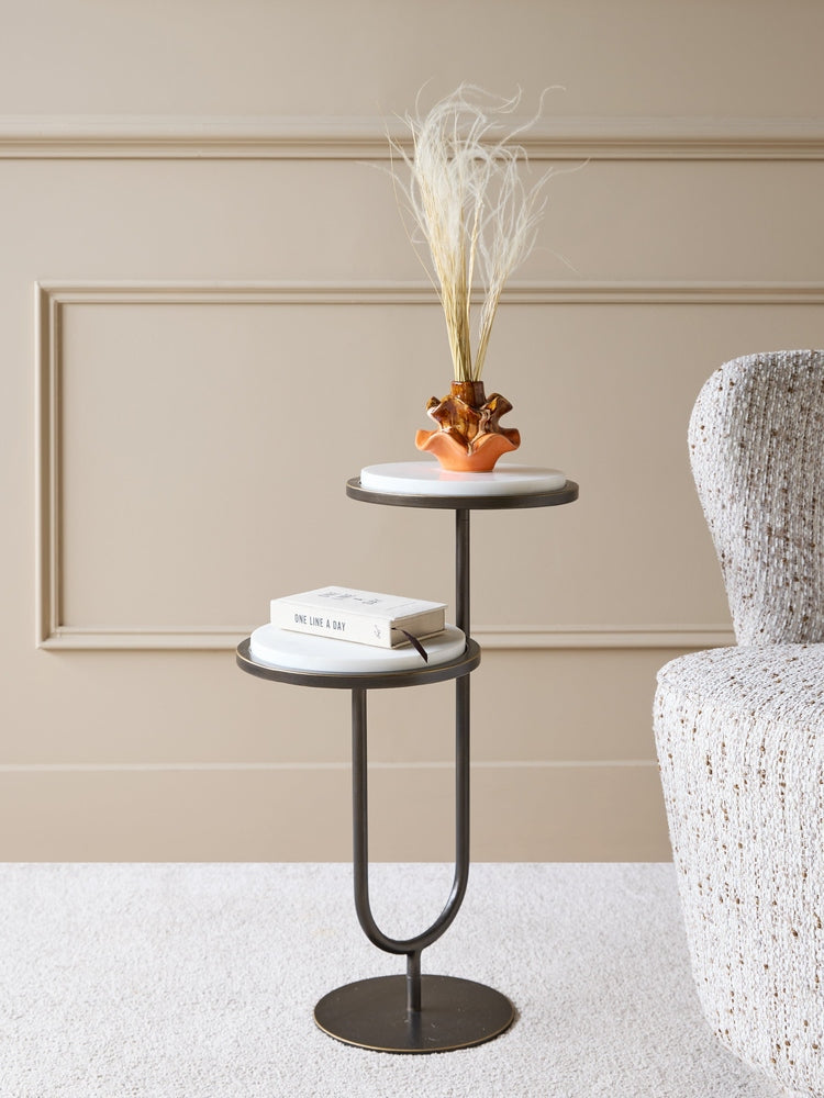 Marco Accent Table - White Banswara Marble