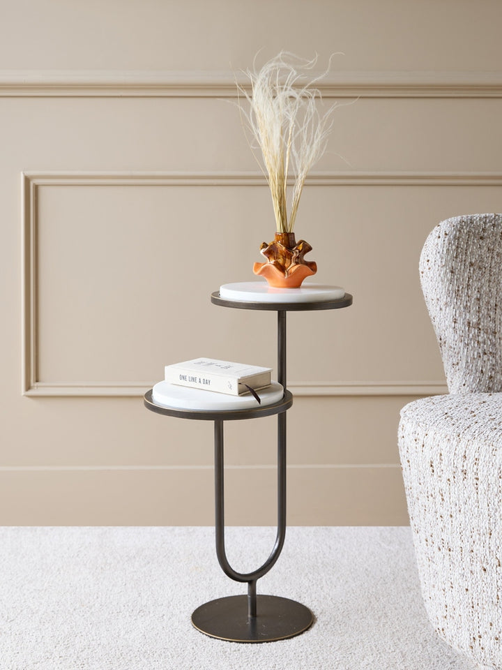 Marco Accent Table - White Banswara Marble