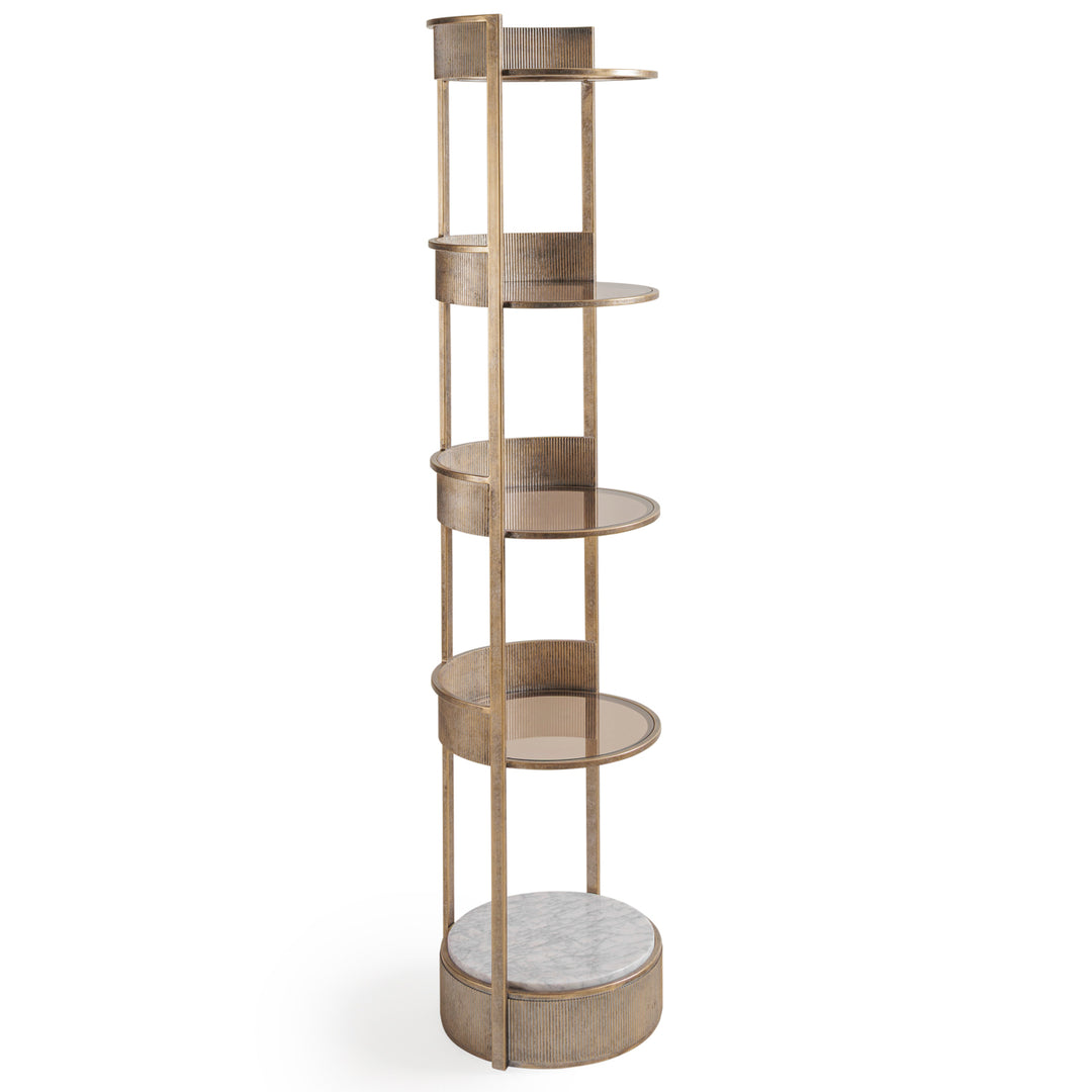 Belvedere Round Shelving Unit - Aged Gold