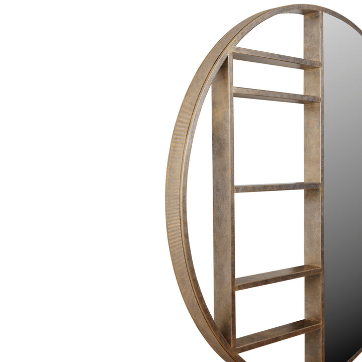 Belvedere Shelving Mirror Large - Aged Gold