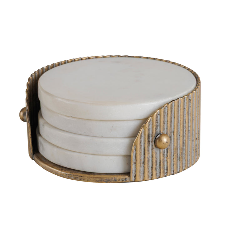 Belvedere Set of 4 Coasters - Aged Gold