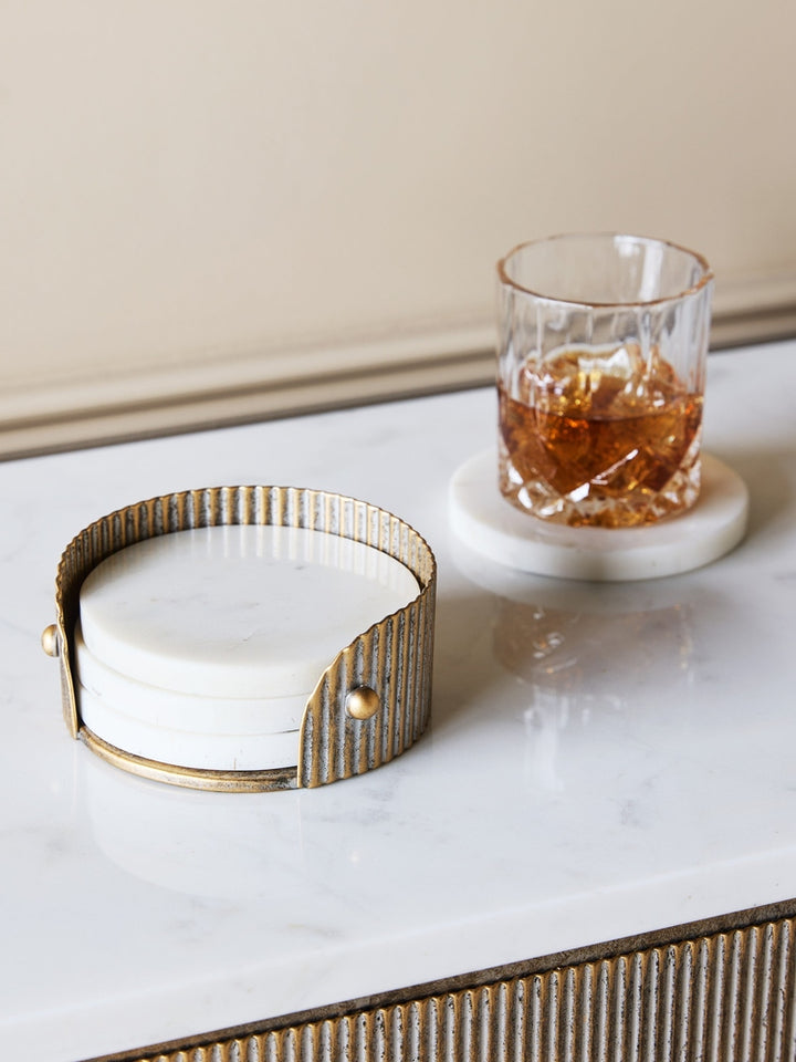 Belvedere Set of 4 Coasters - Aged Gold